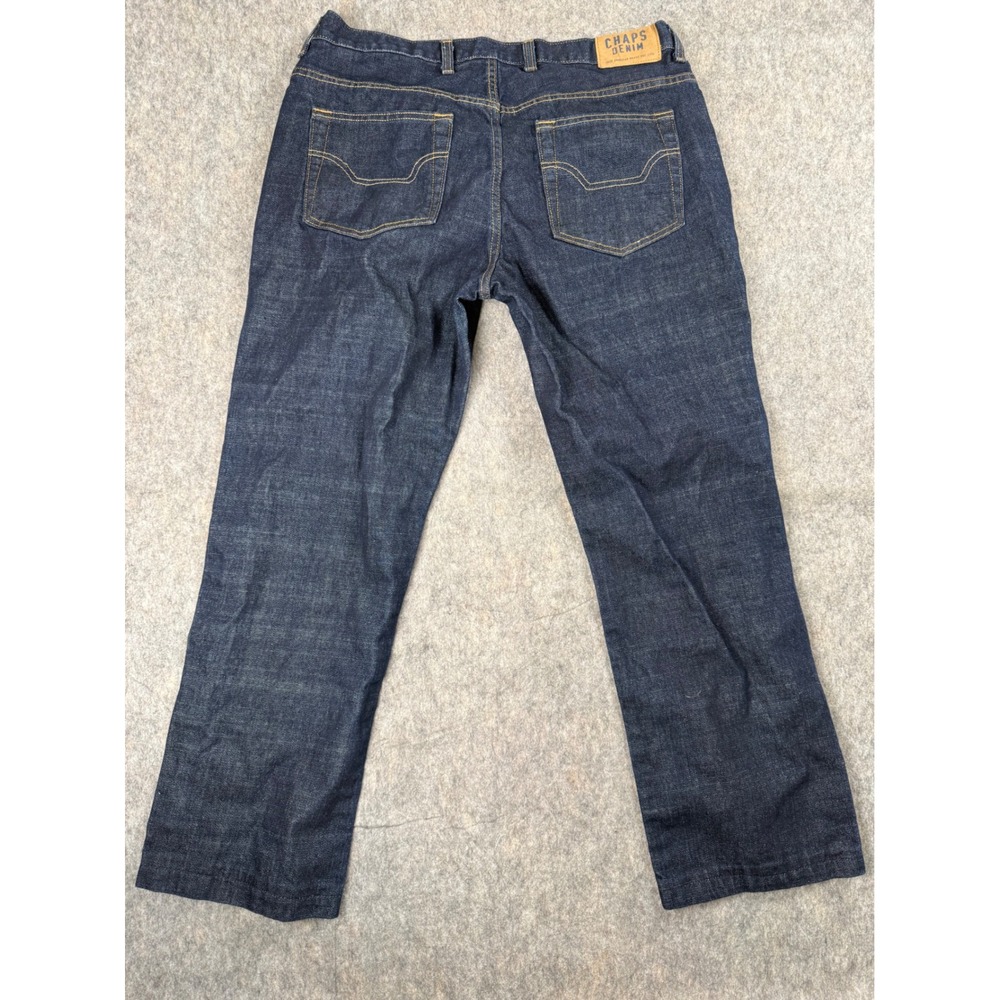 Chaps Denim Mens 36x32 Straight Fit Jeans Dark Wash 100% Cotton 1978 RN41381 - Picture 7 of 8